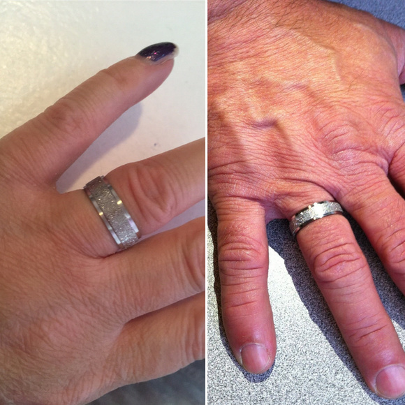 Bridal Express Jewelry His Hers Stainless Steel Frosted Wedding